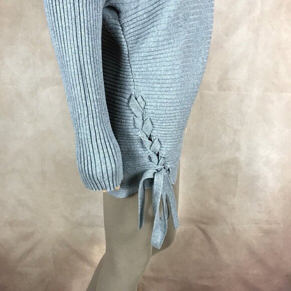 Designers Remix One-Shoulder Gray Ribbed Sweater Size Small - Picture 4 of 6